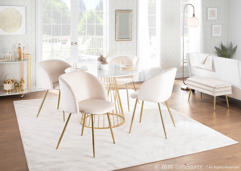 Fran Chair - Set of 2 - Gold Metal, Cream Velvet