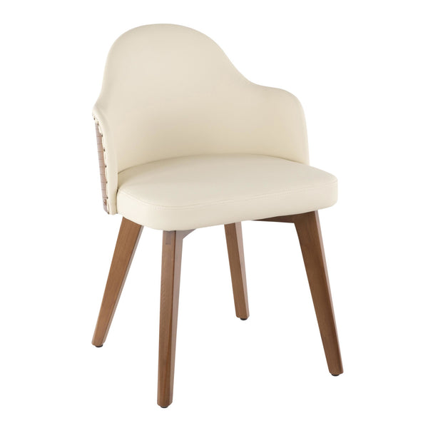 Ahoy Chair - Walnut Bamboo, Cream PU, Brass Metal