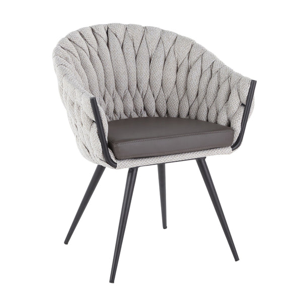 Braided Matisse Chair - Black Metal, Cream Fabric, Grey PU