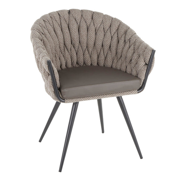Braided Matisse Chair - Black Frame, Grey PU, Grey Fabric