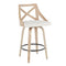 Charlotte Counter Stool - Set of 2 - White Washed Wood, Black Metal, Cream Fabric