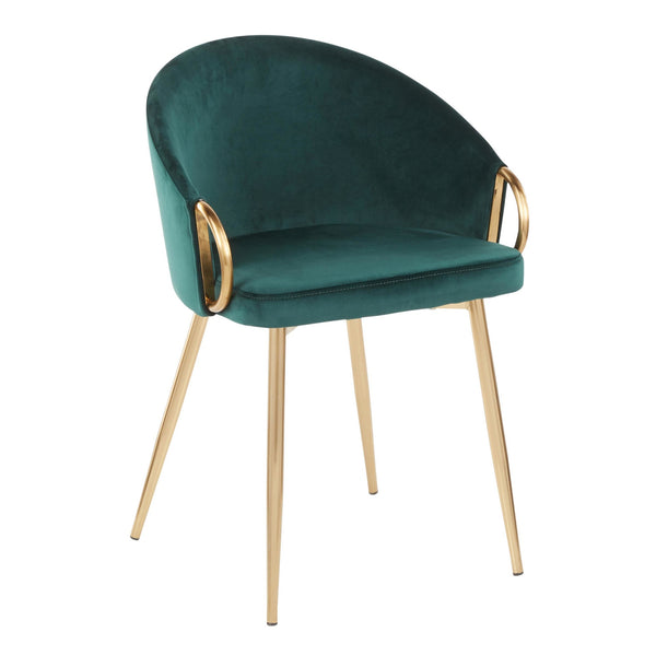 Claire Chair - Gold Metal, Emerald Green Velvet
