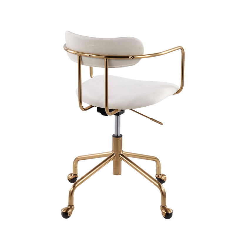 Demi Office Chair - Gold Metal, Cream Velvet