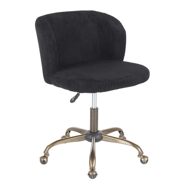 Fran Task Chair - Antique Metal, Black Corduroy
