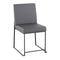 High Back Fuji Dining Chair - Black Steel, Grey Pu - Set of 2