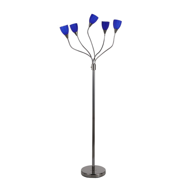 Medusa Floor Lamp - Black Chrome, Blue Glass