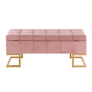 Midas Storage Bench - Gold Steel, Pink Velvet