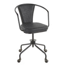 Oregon Upholstered Task Chair - Black Metal, Dark Grey PU