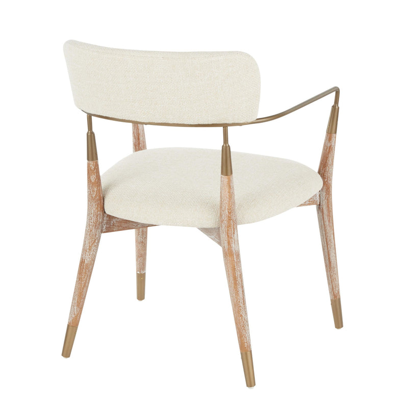 Savannah Chair - Set of 2 - Copper Metal, White Washed Wood, Cream Noise Fabric