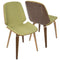 Serena Dining Chair - Walnut Wood, Green Fabric - Set of 2
