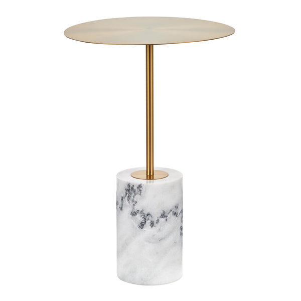 Symbol Side Table - Gold Metal, White Marble