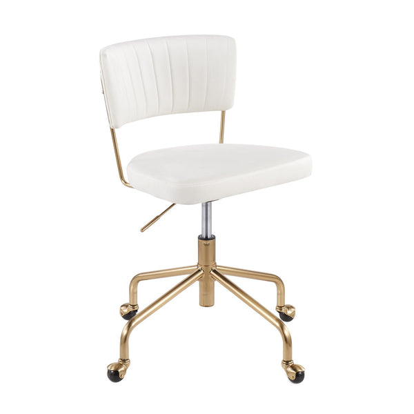 Tania Task Chair - Gold Metal, Cream Velvet